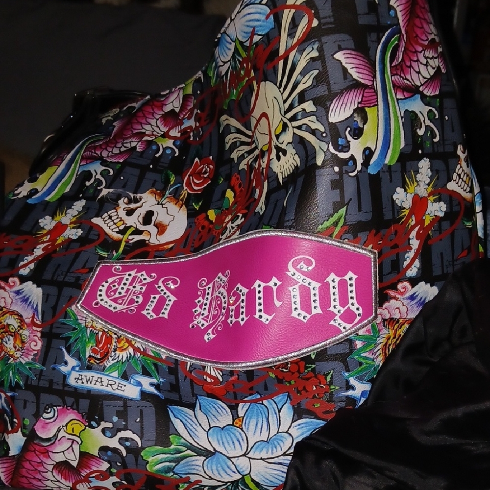 Ed Hardy Skull and Floral Graphic Jacket